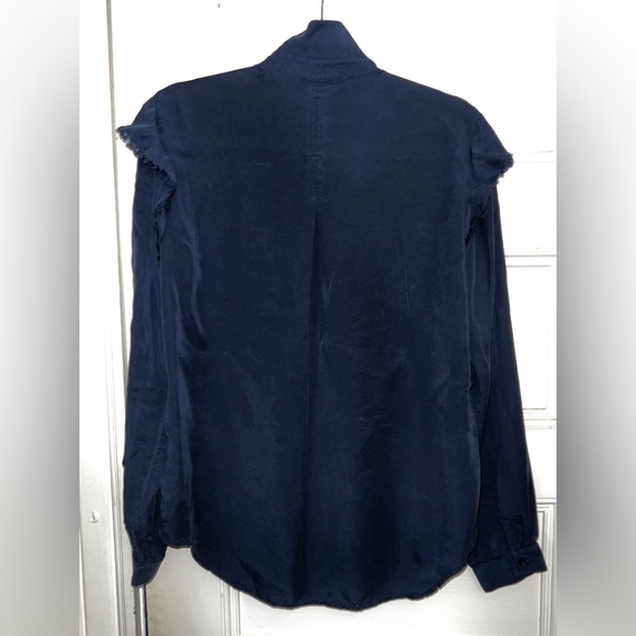 Navy Blue Cloth & Stone Button-up with Ruffle Sleeve Detail - Picture 2 of 5